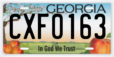 GA license plate CXF0163