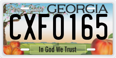GA license plate CXF0165