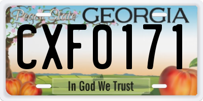 GA license plate CXF0171