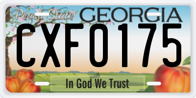 GA license plate CXF0175