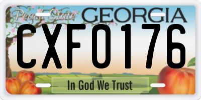 GA license plate CXF0176