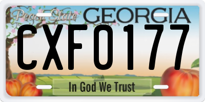 GA license plate CXF0177