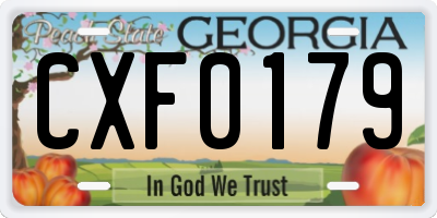 GA license plate CXF0179