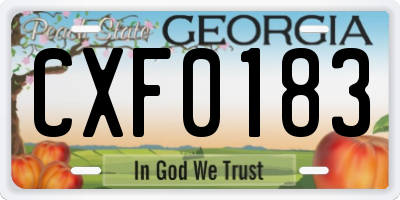 GA license plate CXF0183