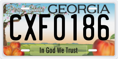 GA license plate CXF0186