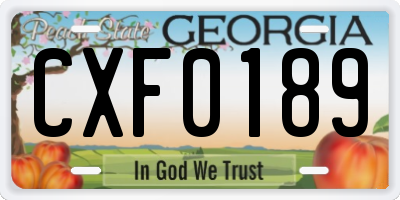 GA license plate CXF0189