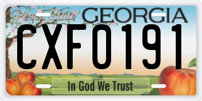 GA license plate CXF0191
