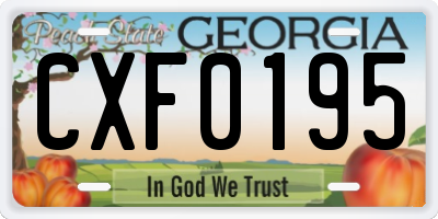 GA license plate CXF0195