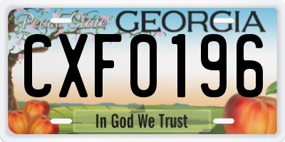 GA license plate CXF0196