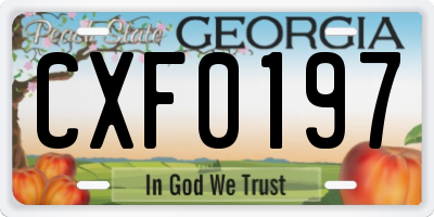 GA license plate CXF0197