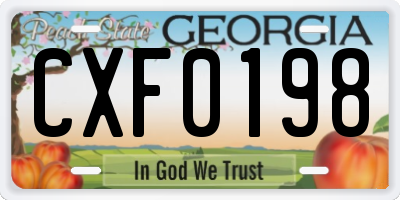 GA license plate CXF0198