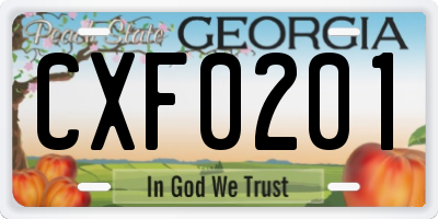 GA license plate CXF0201