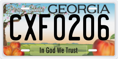 GA license plate CXF0206