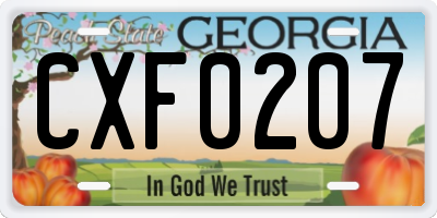 GA license plate CXF0207