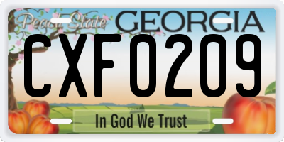 GA license plate CXF0209