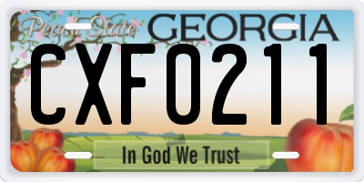 GA license plate CXF0211