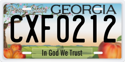 GA license plate CXF0212