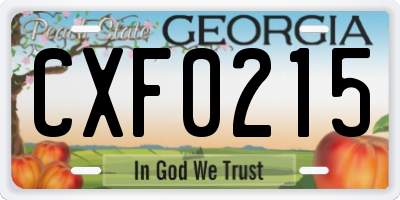 GA license plate CXF0215