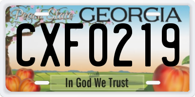 GA license plate CXF0219