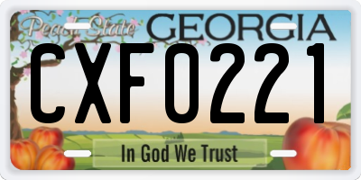 GA license plate CXF0221