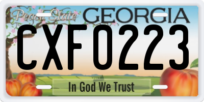 GA license plate CXF0223