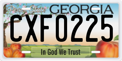 GA license plate CXF0225
