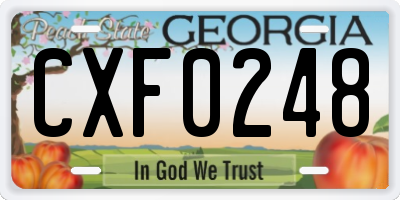 GA license plate CXF0248