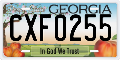 GA license plate CXF0255