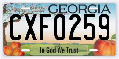 GA license plate CXF0259