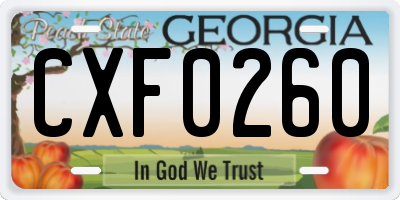 GA license plate CXF0260