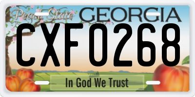 GA license plate CXF0268