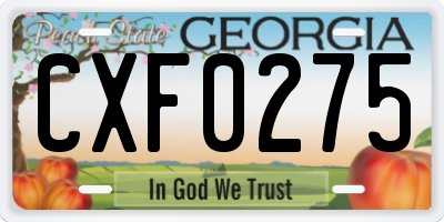 GA license plate CXF0275
