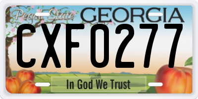 GA license plate CXF0277