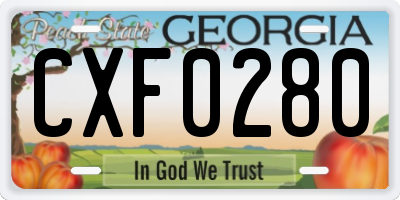 GA license plate CXF0280
