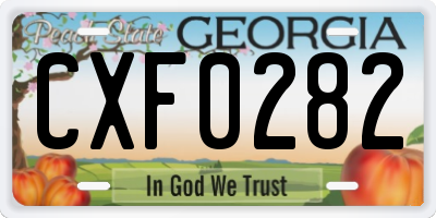 GA license plate CXF0282