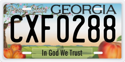 GA license plate CXF0288