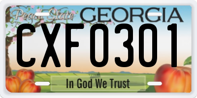 GA license plate CXF0301