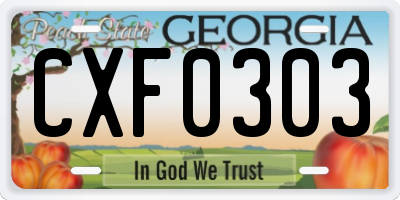GA license plate CXF0303