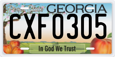 GA license plate CXF0305