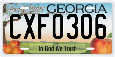 GA license plate CXF0306