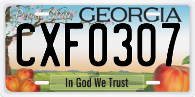 GA license plate CXF0307