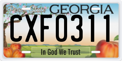 GA license plate CXF0311