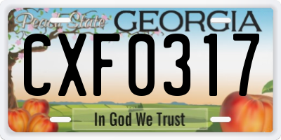 GA license plate CXF0317