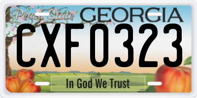 GA license plate CXF0323