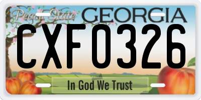 GA license plate CXF0326