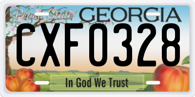 GA license plate CXF0328
