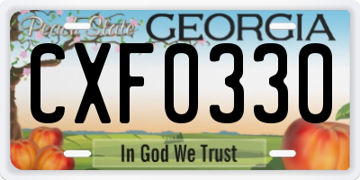 GA license plate CXF0330