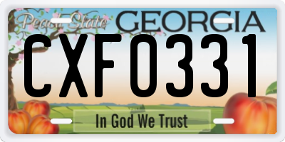 GA license plate CXF0331