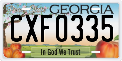 GA license plate CXF0335