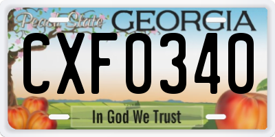 GA license plate CXF0340